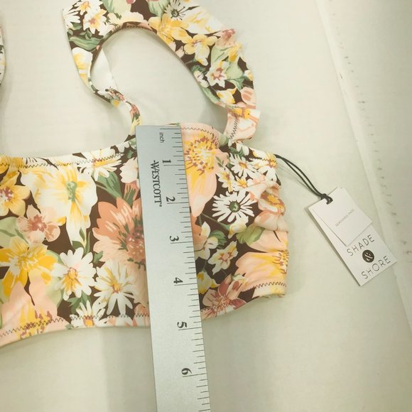 Shade And Shore Women's Size 34C Ruffle Strap Bralette Bikini Swim Top Cinnamon - Picture 11 of 13